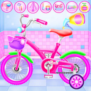 Girl Bike Fix Washing Salon
